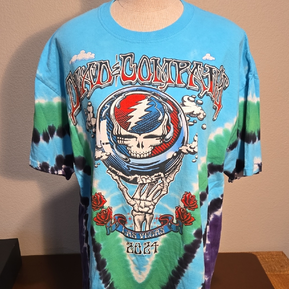 Liquid Blue Tie-Dye Grateful Dead Tee - Blue,‎ Green, Purple